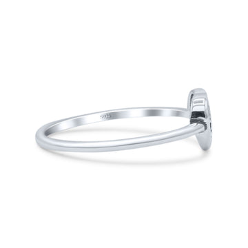Dainty Small Heart Shape With Beach Ocean Wave Dolphin Engraved Scenery Trendy Oxidized Band Thumb Ring